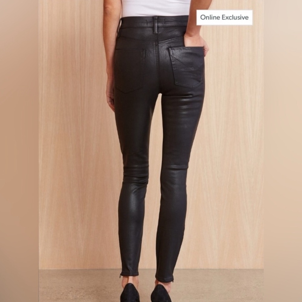 Hudson Centerfold Jeans High Rise High Shine Faux Leather Black Women